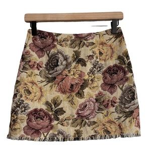 Urban Outfitters Camille Jacquard Floral Tapestry Mini Skirt